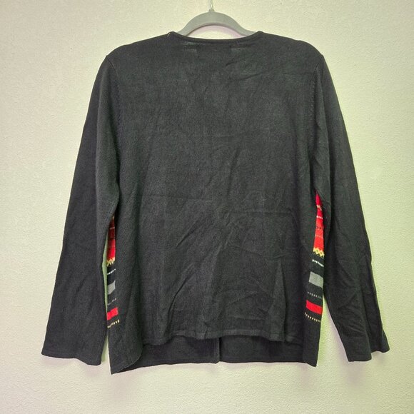 Vintage Fair Isle Granny Core Holiday Christmas Womens Striped Cardigan Sweater - Picture 2 of 7